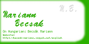 mariann becsak business card