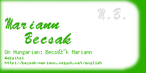 mariann becsak business card